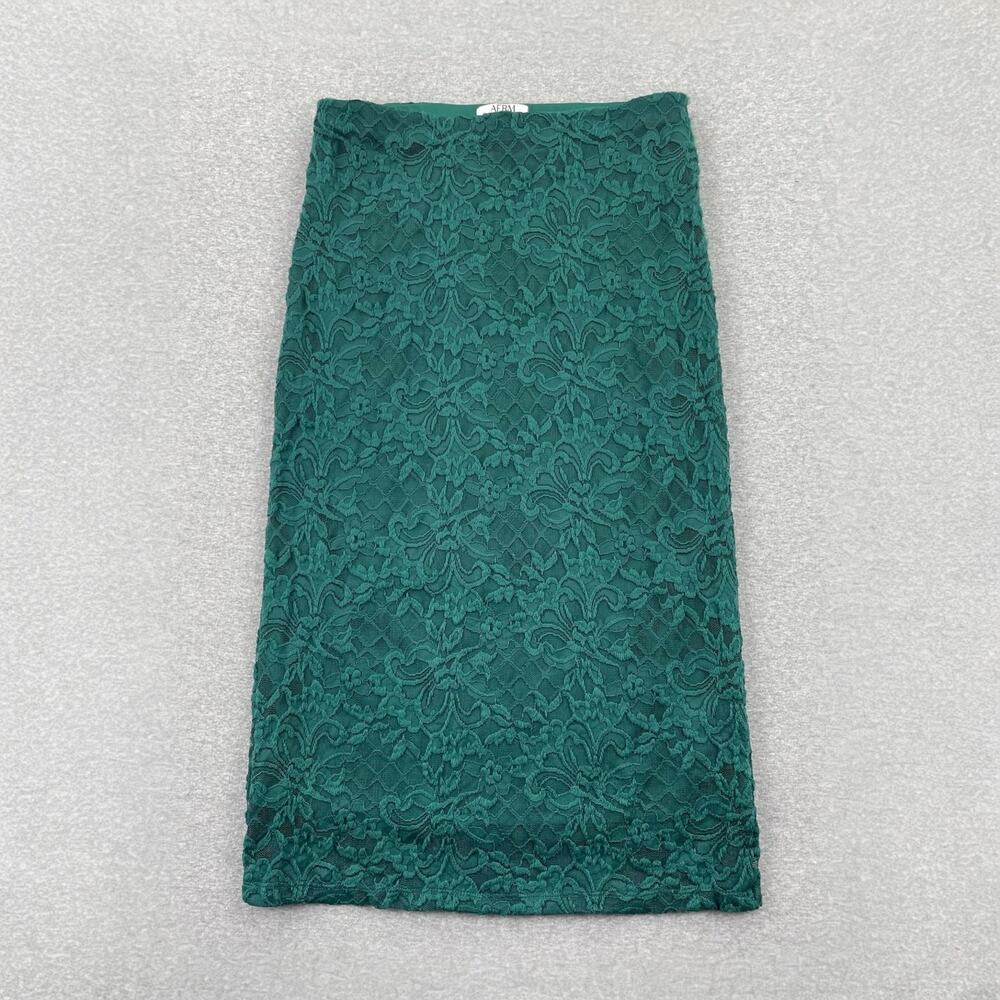 AFRM Skirt Womens S Green Lace Midi Pencil Bodycon Formal Party Pull-On Stretchy